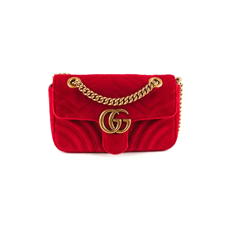 Gucci Mini Marmont Velvet Red