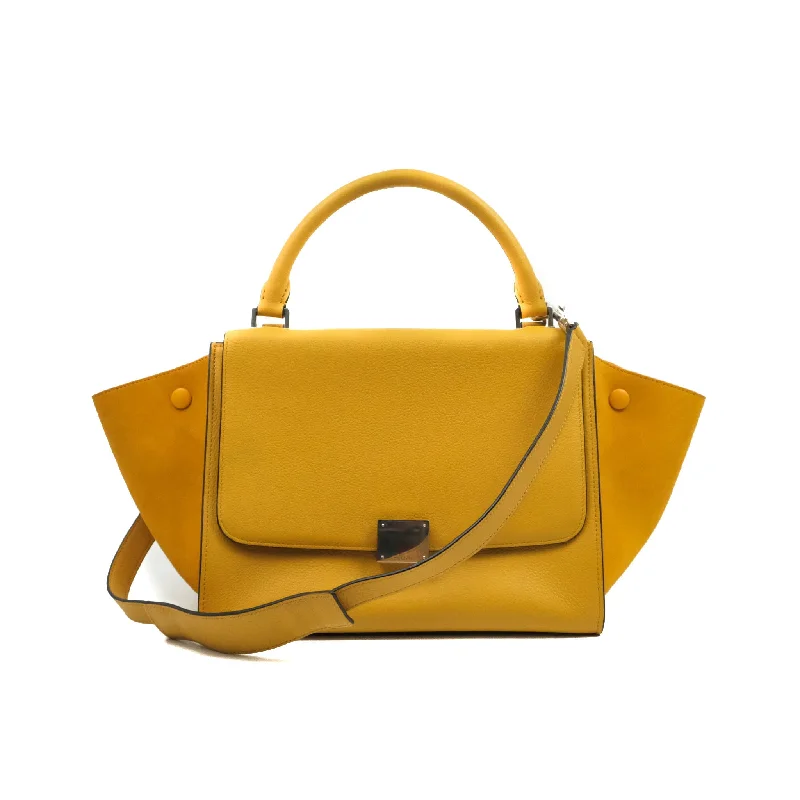 Celine Small Trapeze Bag Mustard Yellow Grained Calfskin