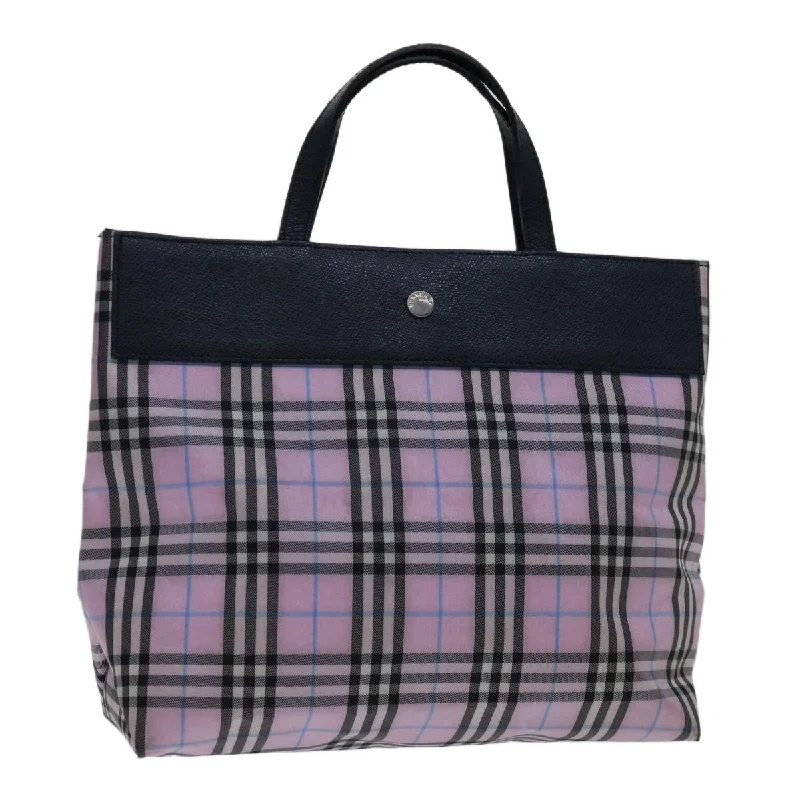 BURBERRY Nova Check Hand Bag Nylon Pink Auth yk11387