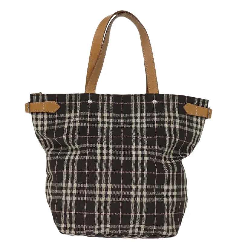 BURBERRY Blue Label Nova Check Tote Bag Nylon Brown  bs14116