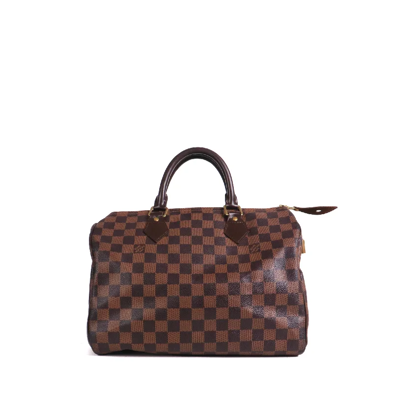 LOUIS VUITTON - Sac à main Speedy 30 Louis Vuitton en toile damier ébène