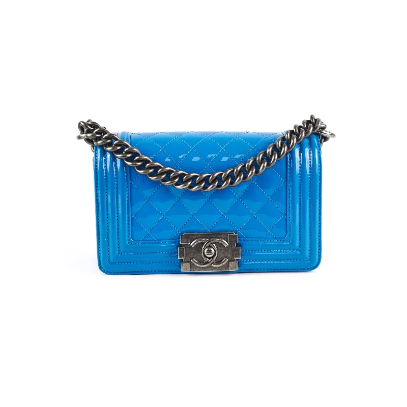 Chanel Small Boy Patent Blue Bag