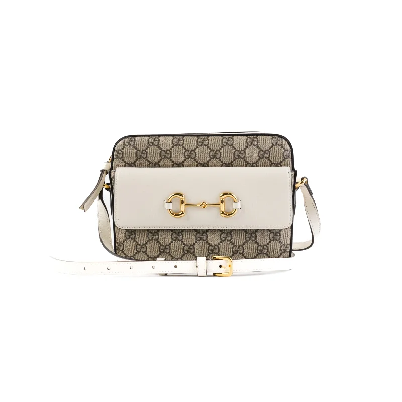 Gucci Horsebit Monogram White Crossbody Bag