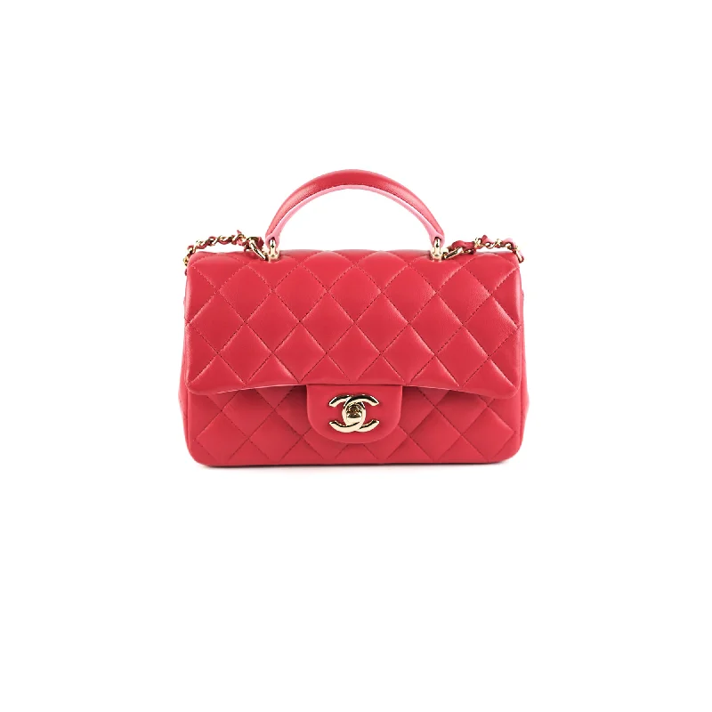 Chanel Mini Rectangular Top Handle Rose (Microchipped)