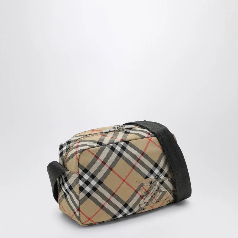 Burberry Check Patterned Beige Shoulder Bag Men