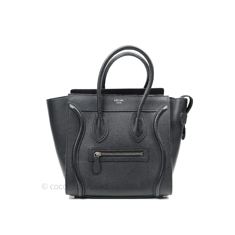 Celine Black Grained Calfskin Leather Micro Luggage Bag