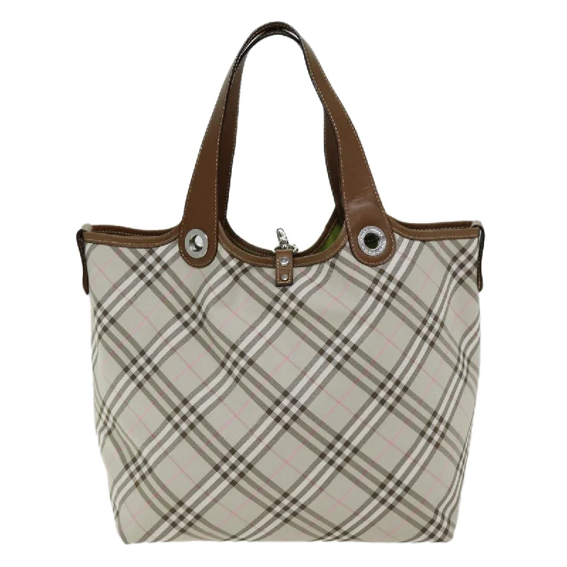 BURBERRY Nova Check Reversible Tote Bag Nylon Beige Auth hk1321