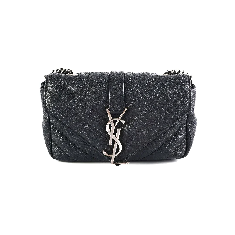 Saint Laurent Baby Chain Chevron Black Crossbody Bag