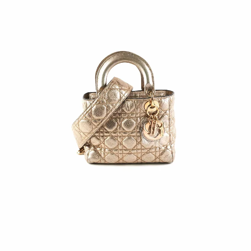 Dior Small Lady Dior Metallic Gold