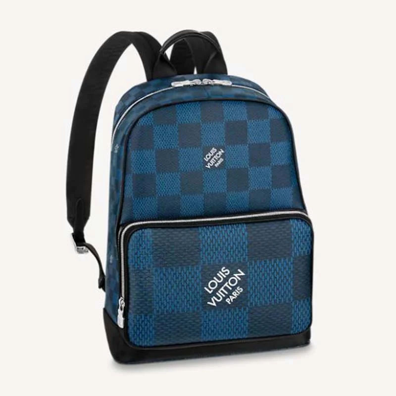 Louis Vuitton LV Unisex Campus Backpack Navy Blue Damier Graphite 3D Coated Canvas