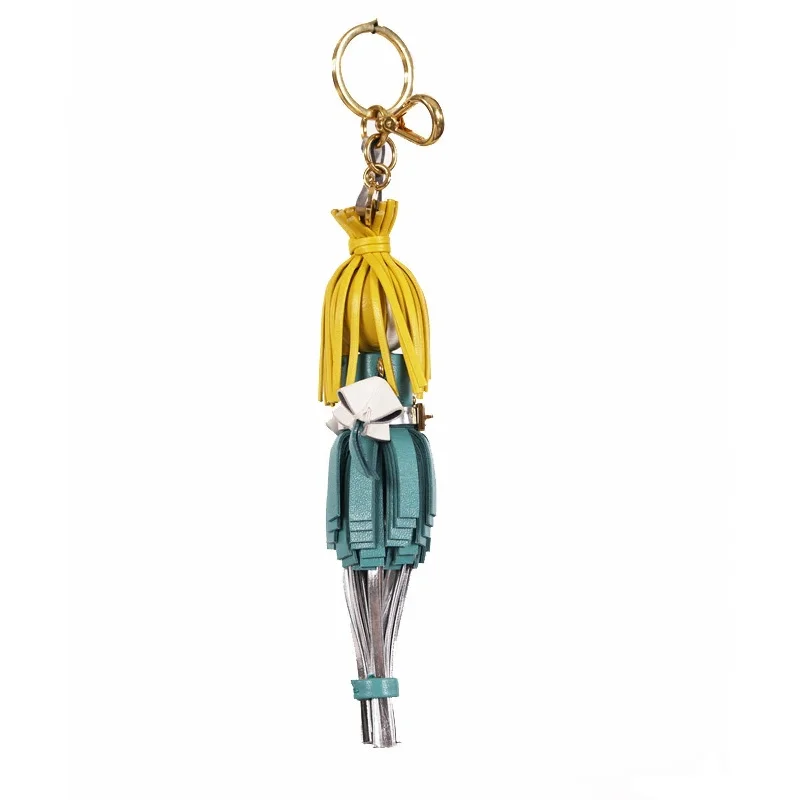 Prada Trick Pelle Alice Doll Yellow Hair Teal Silver Leather Key Chain 1TL172