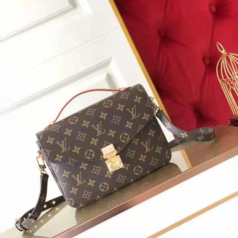 Louis Vuitton Unisex Pochette Métis Bag Monogram Coated Canvas Natural Cowhide