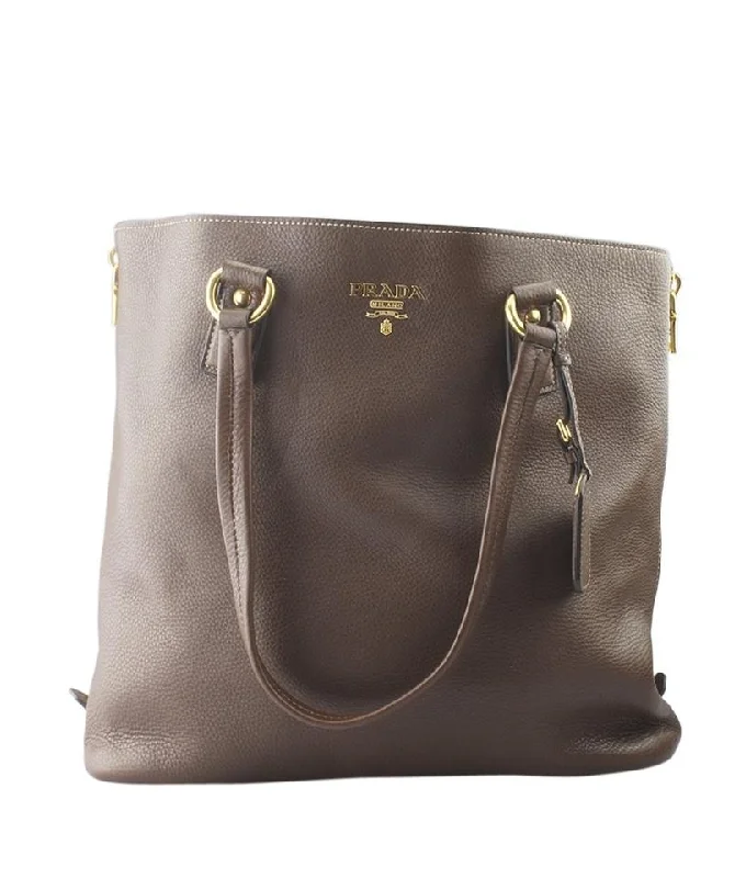 Prada Vitello Daino B Brown Leather Tote