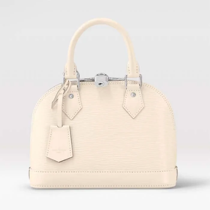 Louis Vuitton LV Women Alma BB Handbag Quartz White Epi Grained Cowhide Leather