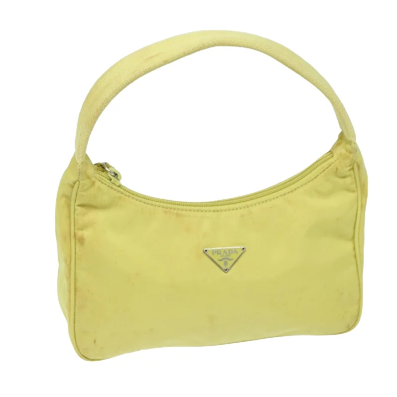 PRADA Accessory Pouch Nylon Yellow Pink Auth 79906