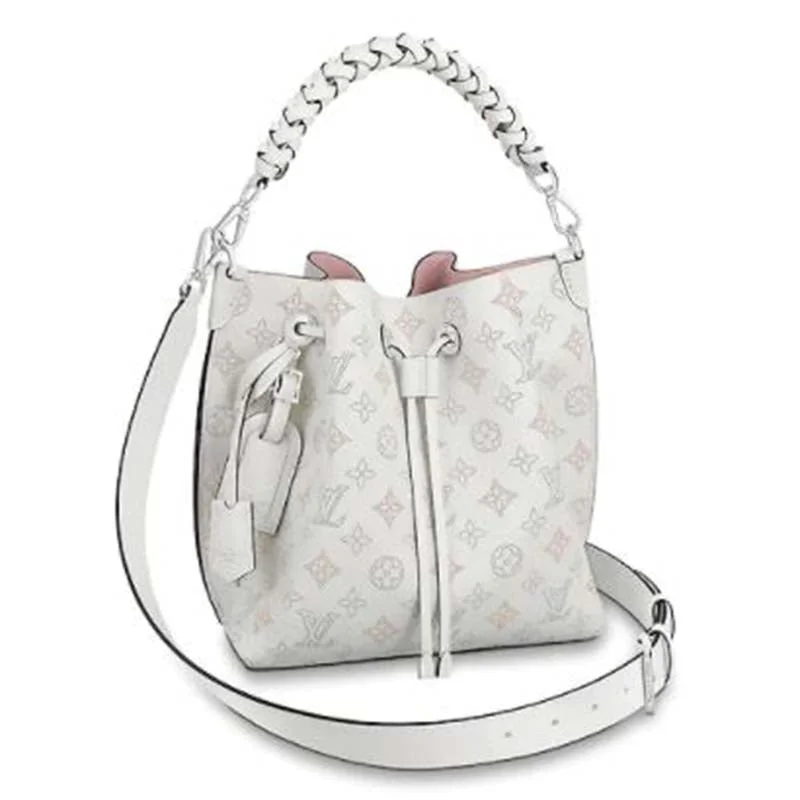 Louis Vuitton LV Unisex Muria Bucket Bag Snow White Mahina Perforated Calf Leather