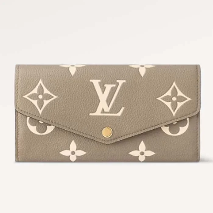 Louis Vuitton LV Unisex Sarah Wallet Cream Monogram Empreinte Embossed Supple Grained Cowhide Leather