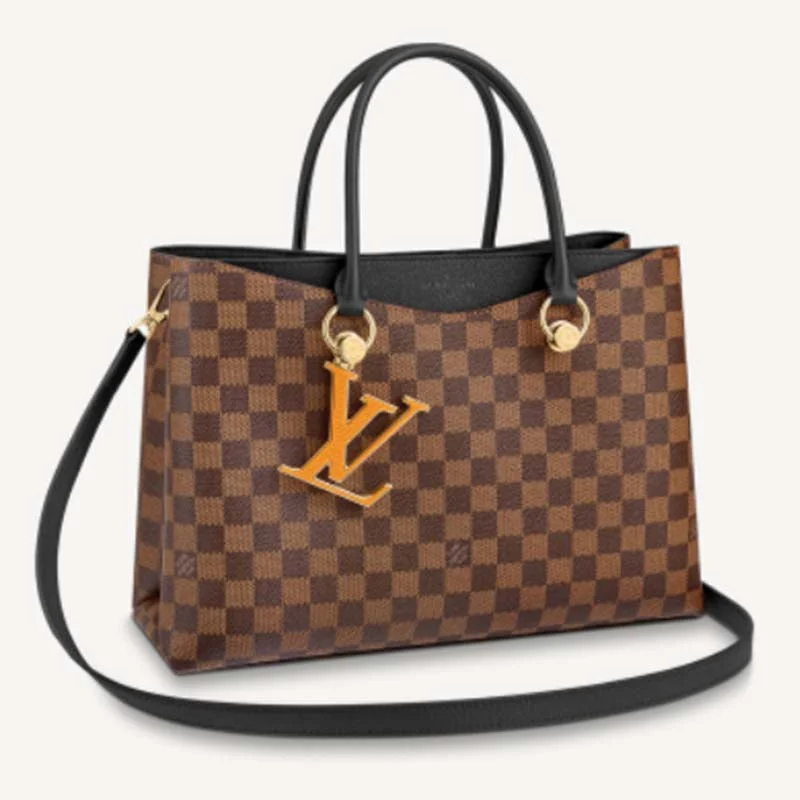 Louis Vuitton LV Unisex Riverside Tote Black Brown Damier Ebene Coated Canvas