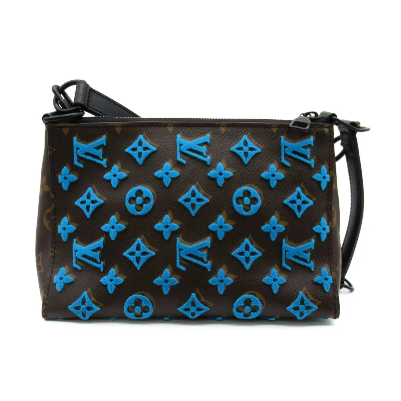 LOUIS VUITTON Triangle Messenger Brown Turquoise PVC coated canvas M45078