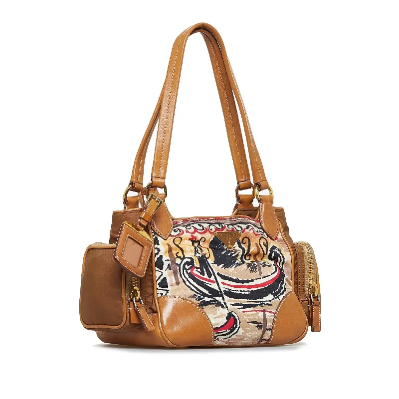 Prada Venice Watercolor Canvas Shoulder Bag (SHG-edyuc2)