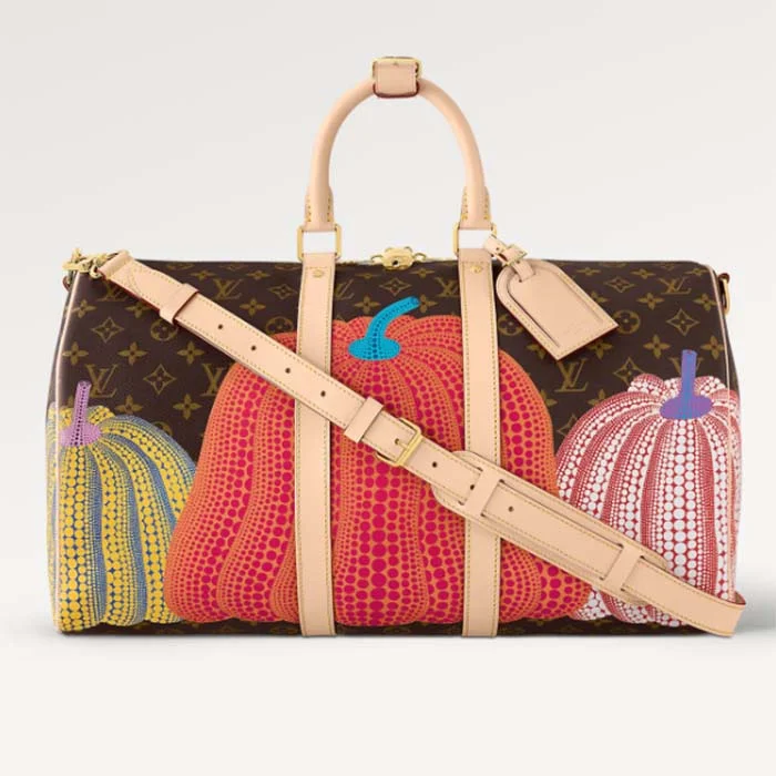 Louis Vuitton LV Unisex LV x YK Keepall 45 Monogram Coated Canvas Colorful Pumpkin Print