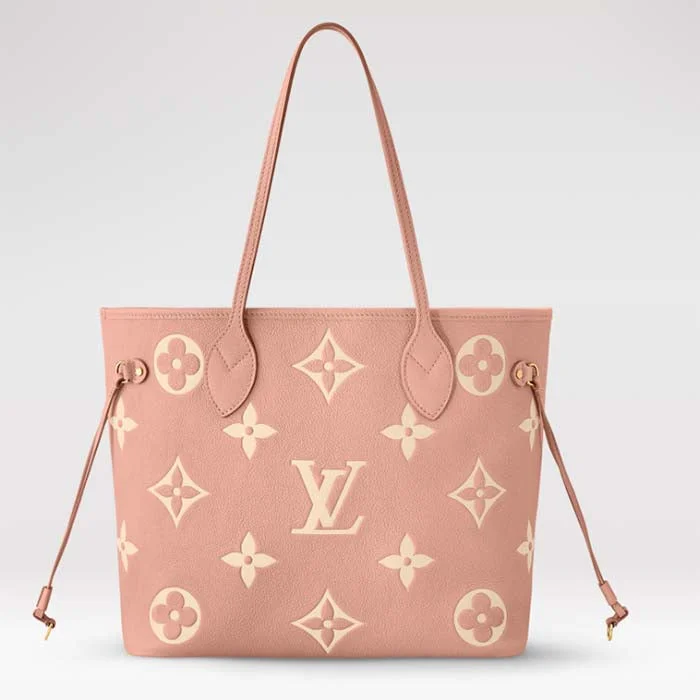 Louis Vuitton LV Women Neverfull MM Tote Cream Monogram Coated Canvas Cowhide Leather