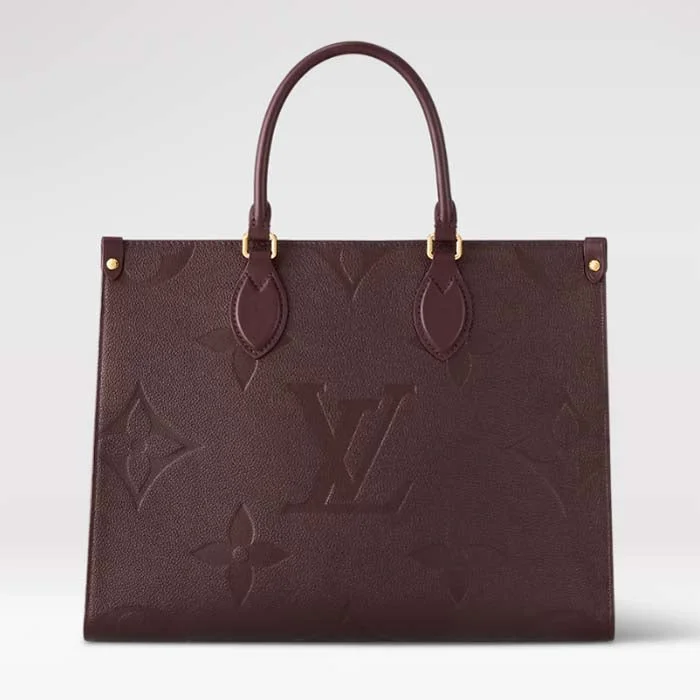 Louis Vuitton LV Women OnTheGo MM Wine Red Monogram Empreinte Embossed Grained Cowhide Leather