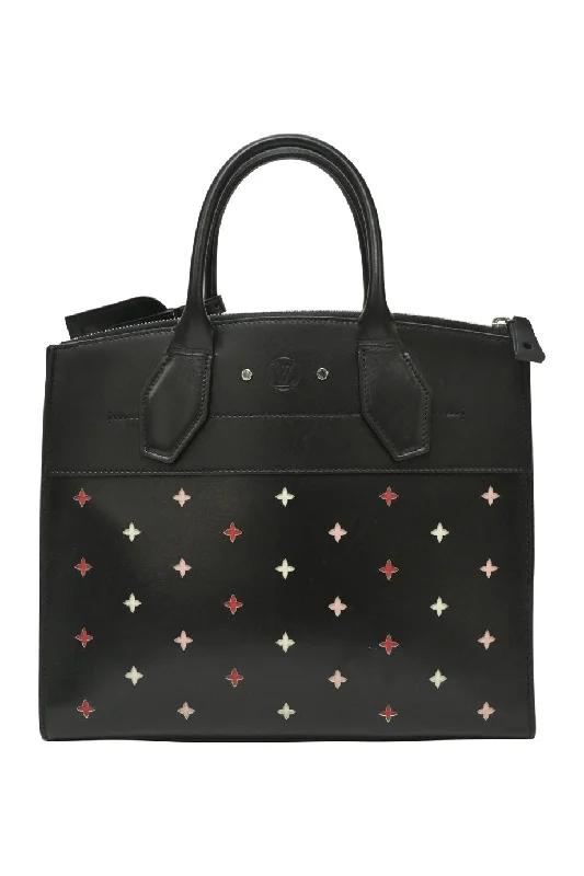 LOUIS VUITTON Black limited-edition perforated leather City Streamer bag featuring blooming motif