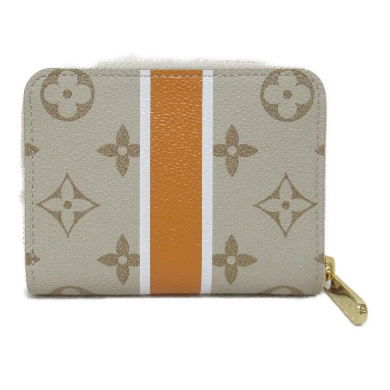 LOUIS VUITTON zip around purse Beige leather monopanum canvas M82691