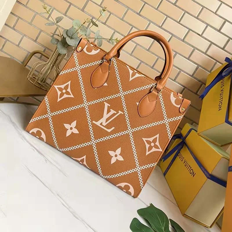 Louis Vuitton LV Women OnTheGo MM Tote Bag Arizona Embossed Supple Grained Cowhide