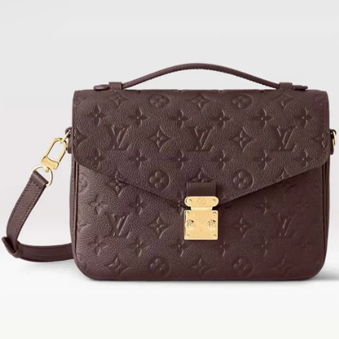 Louis Vuitton LV Women Pochette Métis Wine Red Monogram Empreinte Embossed Grained Cowhide Leather