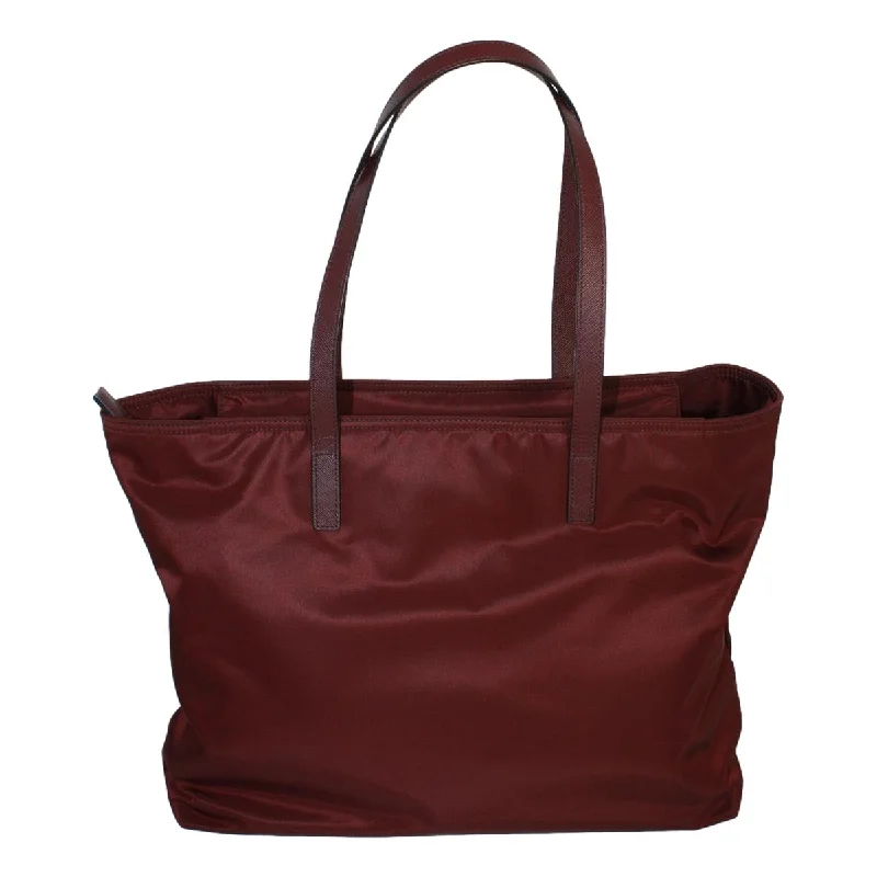 Prada Vela Bordeaux Red Tessuto Nylon Saffiano Leather Trim Tote Bag 1BG052