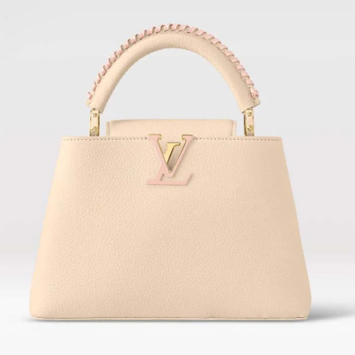 Louis Vuitton LV Women Capucines BB Handbag Cream Beige Pearly Pink Taurillon Leather