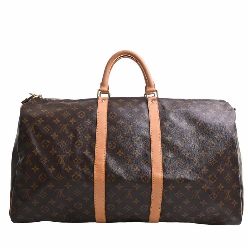 LOUIS VUITTON Monogram Keepall Bandouliere 55 Handbag Boston Bag M41414 Brown Women's