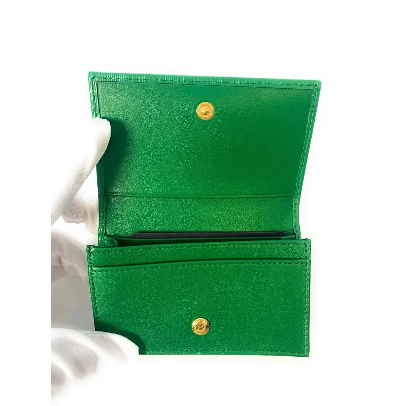 Prada Womens Vitello Move Verde Green Leather Card Case Wallet 1MC122