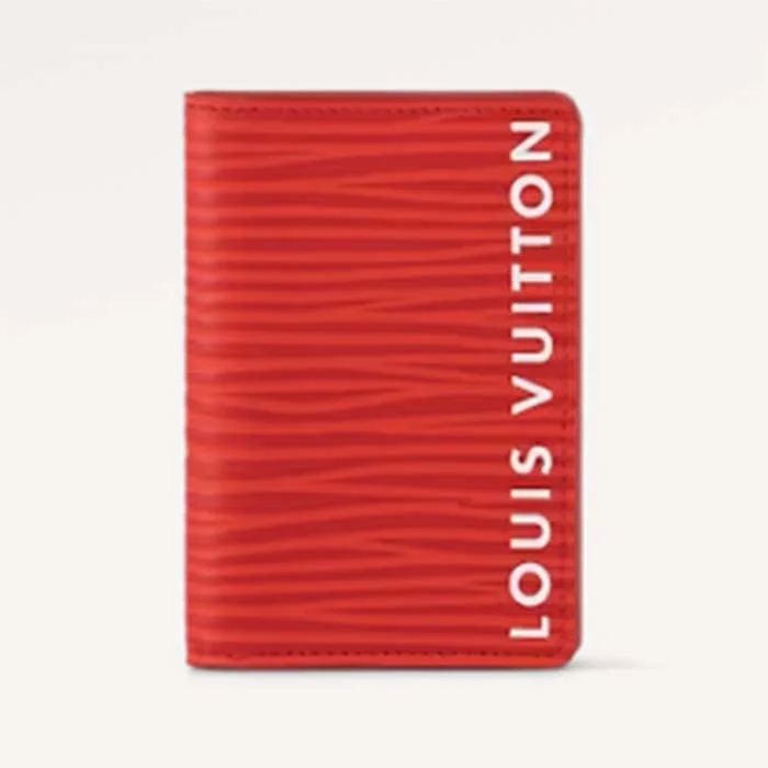 Louis Vuitton Unisex LV Pocket Organizer Vermillion Red Epi XL Grained Leather Cowhide