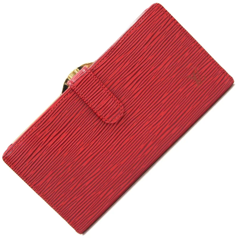 Louis Vuitton Bifold Clasp Long Wallet Epi Continental Viennois M63257 Castilian Red Ladies LOUIS VUITTON