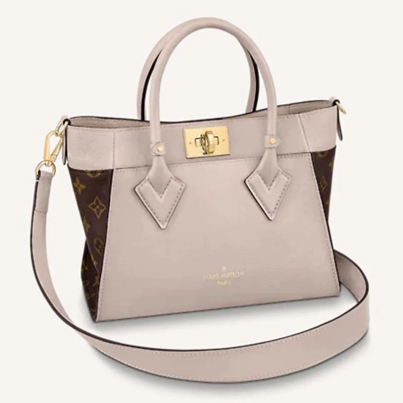 Louis Vuitton LV Women On My Side PM Handbag Greige Monogram Coated Canvas Calf