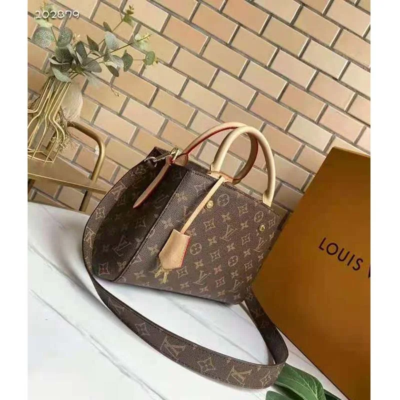 Louis Vuitton Women Montaigne BB Handbag Monogram Canvas Natural Cowhide Leather