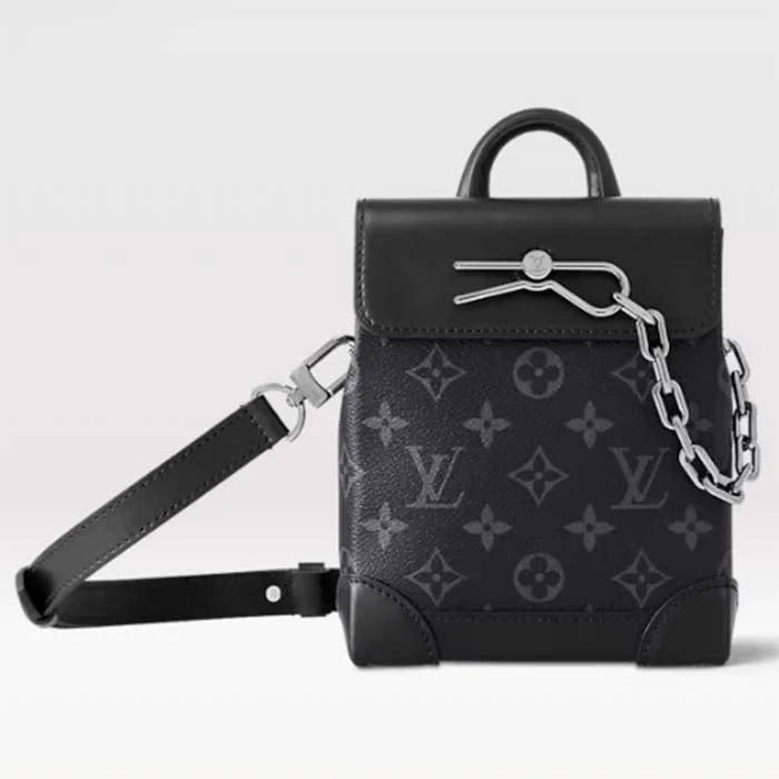 Louis Vuitton Unisex LV Nano Steamer Monogram Eclipse Coated Canvas Cowhide Leather