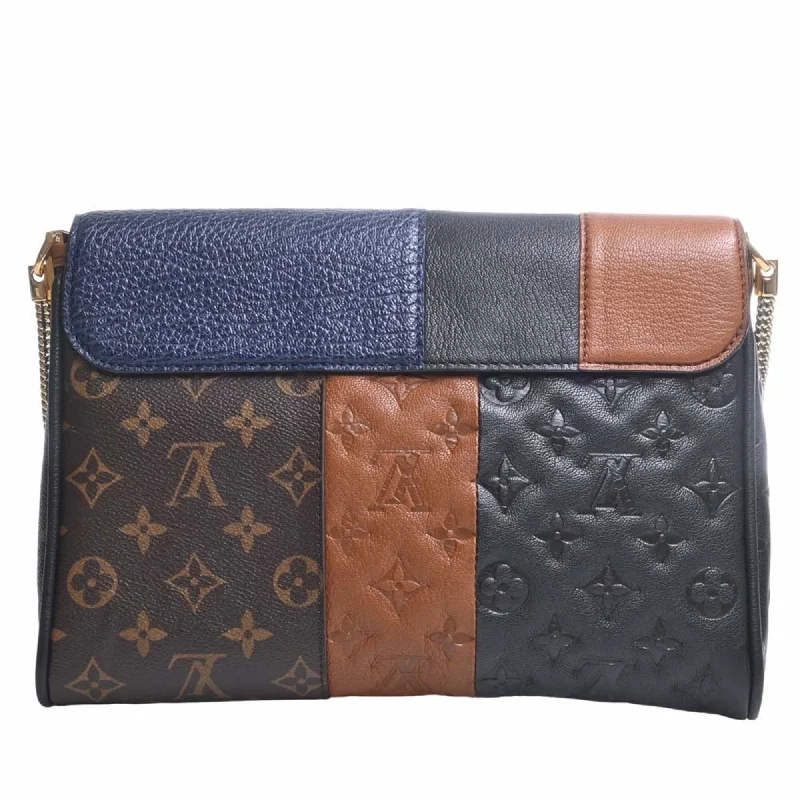 LOUIS VUITTON Monogram Blox Pochette Shoulder Bag M40506 Brown/Black/Blue Women's