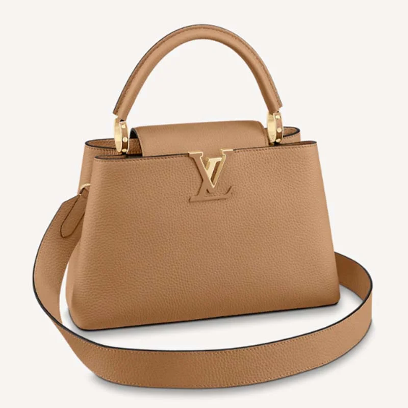 Louis Vuitton LV Women Capucines MM Handbag Gold Arizona Taurillon Cowhide