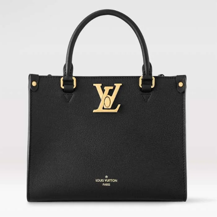 Louis Vuitton LV Women Lock Go Black Grained Calf Leather Microfiber Lining