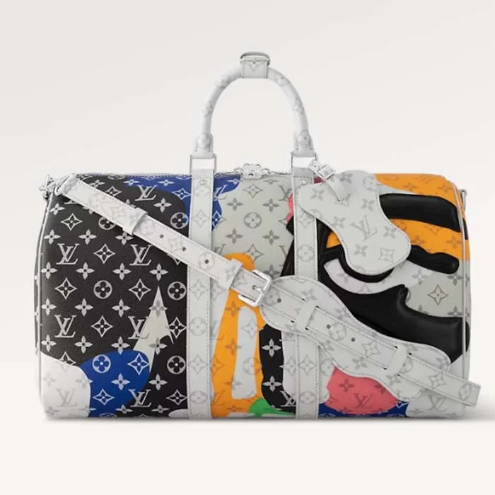 Louis Vuitton LV Unisex Keepall Bandoulière 45 Multicolor Monogram Coated Canvas Cowhide Leather