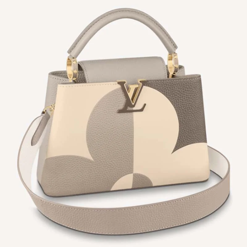 Louis Vuitton LV Women Capucines BB Gray Crème Taurillon Cowhide Leather