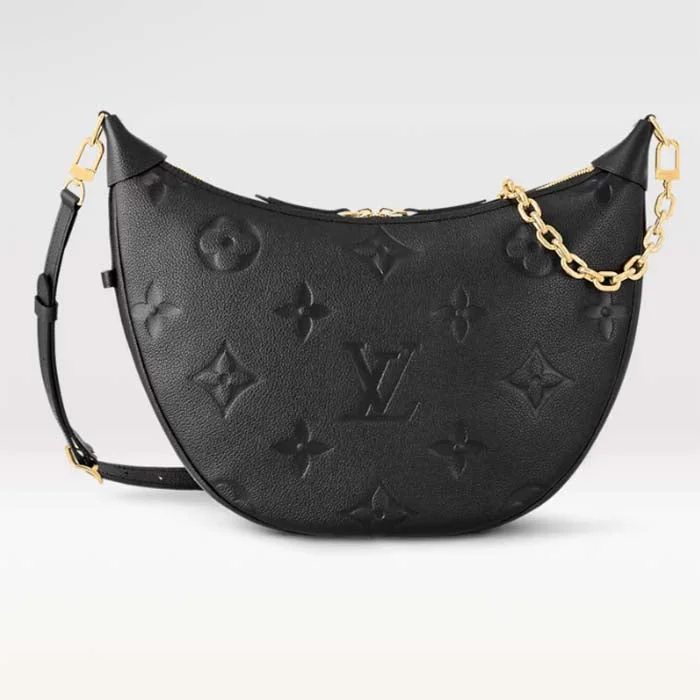 Louis Vuitton LV Women Loop Hobo Black Monogram Empreinte Embossed Grained Cowhide Leather