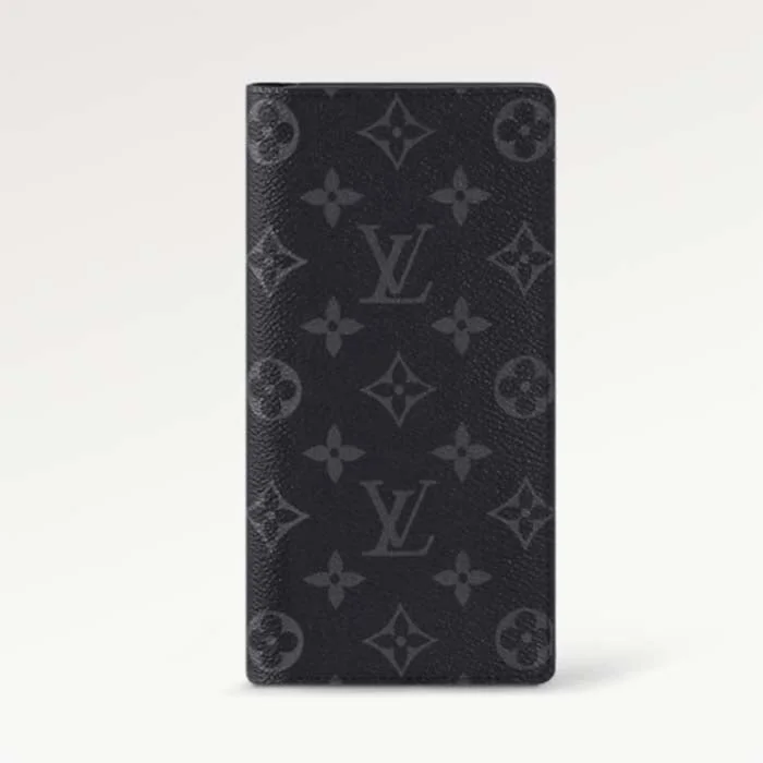 Louis Vuitton LV Unisex Brazza Wallet Black Grey Monogram Eclipse Canvas