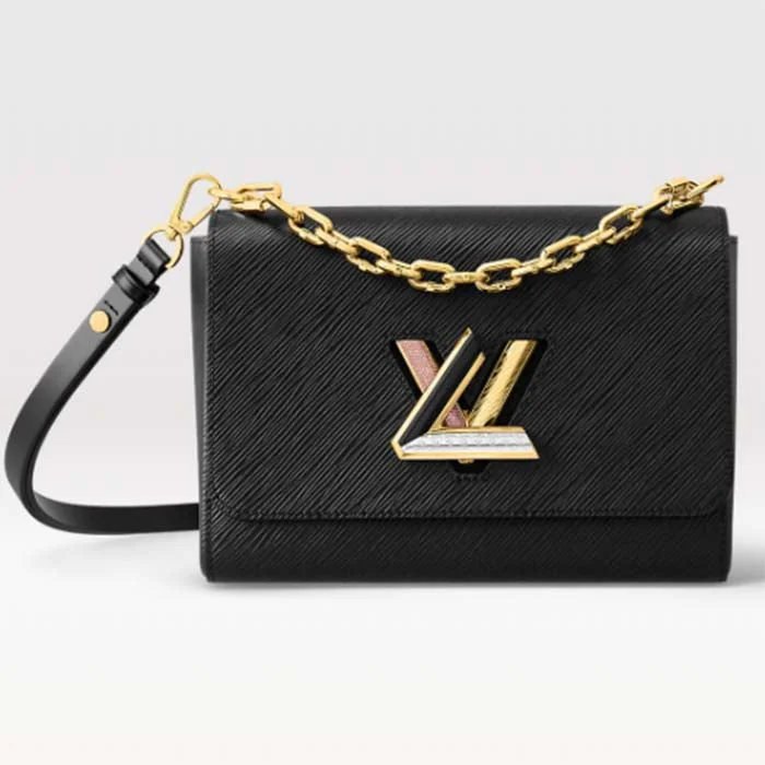 Louis Vuitton LV Women Twist MM Handbag Black Epi Grained Cowhide