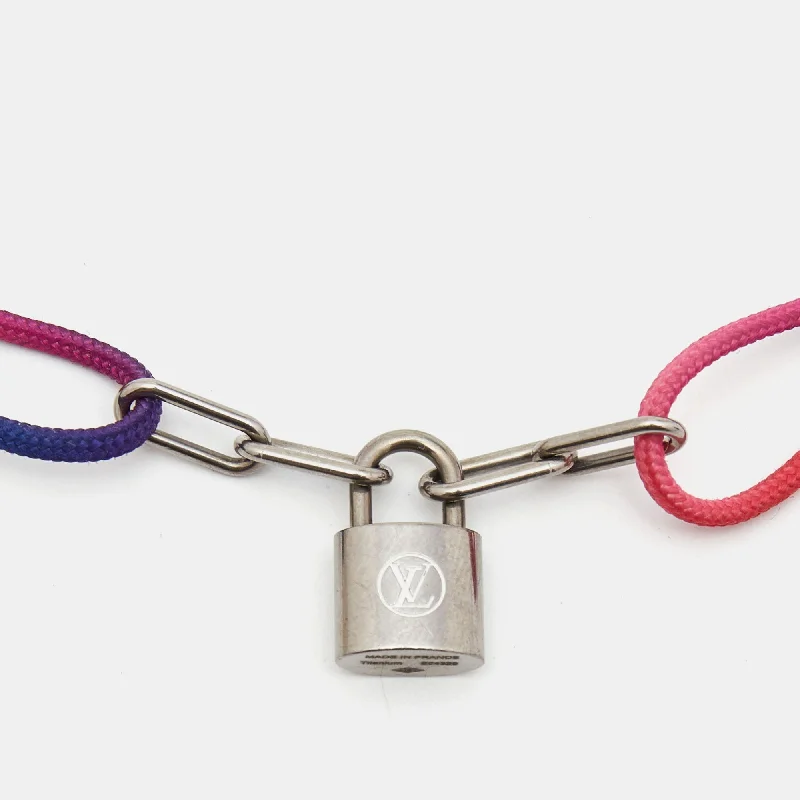 LOUIS VUITTON Silver Lockit X Virgil Abloh Cord Titanium Bracelet