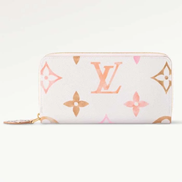 Louis Vuitton LV Unisex Zippy Wallet Beige Monogram Coated Canvas Zip Closure